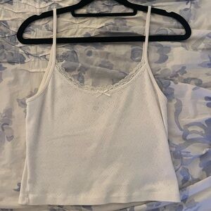 Brandy Melville White Lace Trim Cami Top